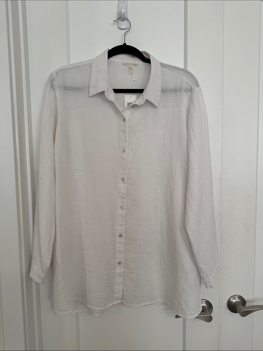 NWT Eileen Fisher Lightweight Ivory Button-Front Shirt
